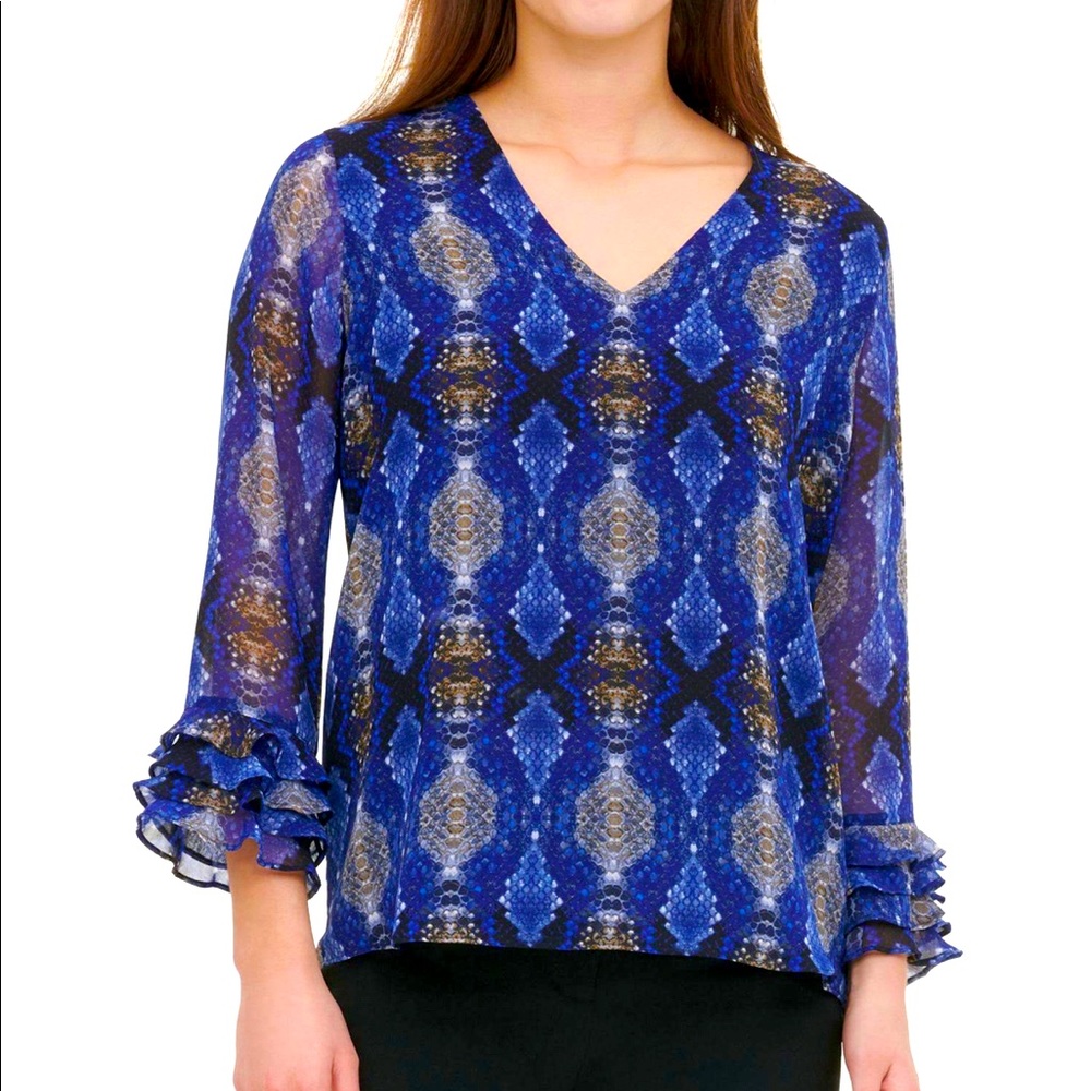 💥NWT💥 Calvin Klein Printed Ruffle-Sleeve Blouse